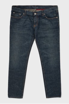 Men's slim fit jeans with buttons