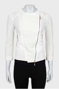 White jacket with bias fastening