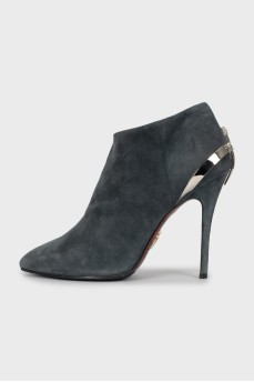 Suede gray zip ankle boots