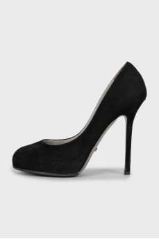 Suede black high heels