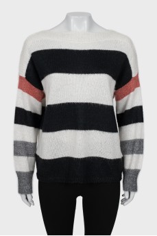 Short pile striped sweater