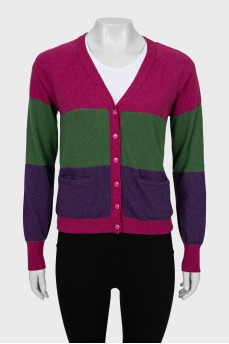 Mixed color wool cardigan