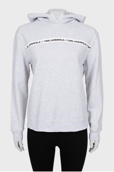 Gray hoodie with signature print