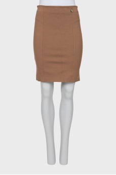 Brown pencil skirt with slit