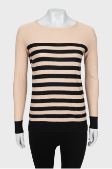 Beige jumper with black stripes