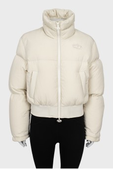 Cropped down jacket with embroidered logo