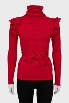 Red golf with frills on shoulders