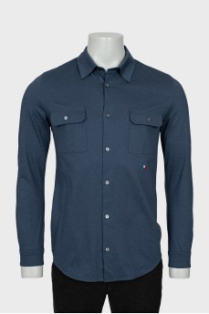 Men's blue shirt with pockets