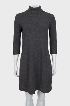 Wool dress with high neck