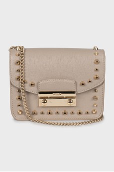 Leather mini bag with chain