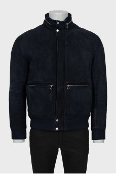 Men's dark blue sheepskin coat