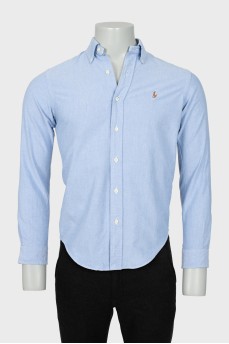 Men's blue shirt with fine print