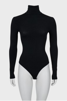 Black bodysuit with high neck