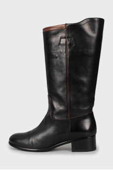 Two-tone mid-heel boots
