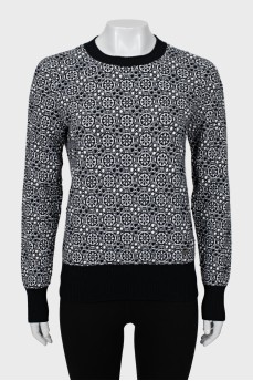 Black and white cashmere sweater