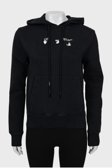 Black hoodie with brand logo