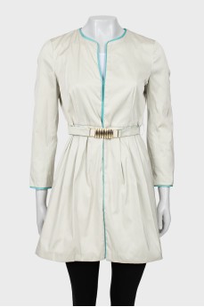 Two-tone coat with belt