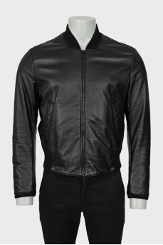 Men's leather bomber jacket