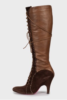 Brown leather and suede boots
