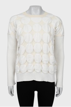Knitted sweater with ribbed print