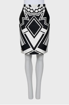 Straight skirt with geometric print