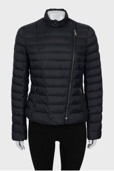 Black jacket with oblique zipper