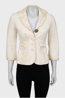 Fitted jacket with beaded embroidery