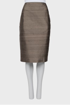 Silk and cotton straight skirt