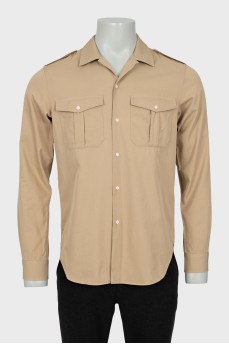 Men's beige shirt with pockets