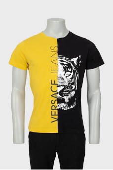 Men's two-tone T-shirt with signature print