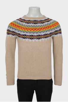 Men's wool sweater with pattern