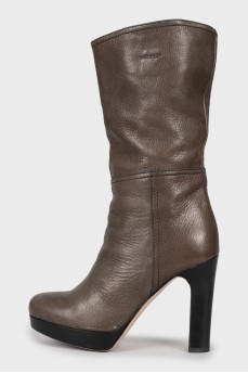 Brown high heel boots