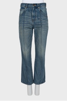 Straight-leg jeans with crease stitching