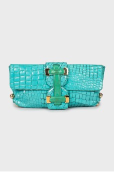Mixed color leather clutch