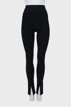 Black leggings with slits at the bottom