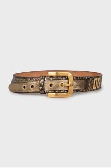 Leather belt with signature logo