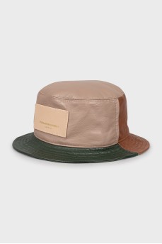 Leather Panama hat combined color