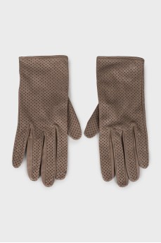 Leather gloves with perforations