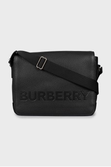 Men's leather crossbody bag with tag