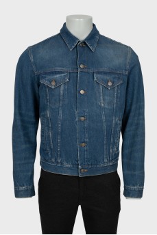 Men's denim jacket with embroidered print