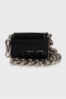 Leather wallet with silver chain