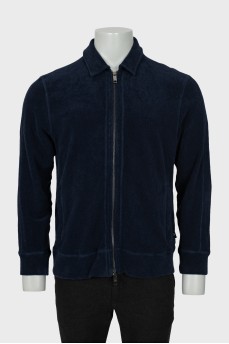Men's blue cardigan with zipper