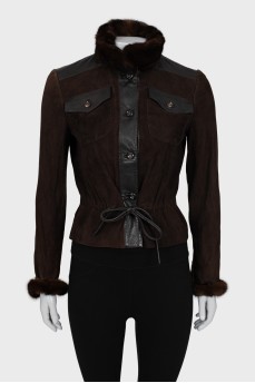 Suede jacket decorated with fur