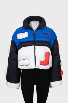 Oversized down jacket in combined color