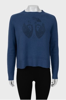 Knitted blue cashmere sweater
