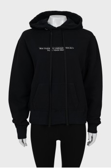Black hoodie with slogan print