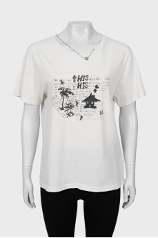 T-shirt with print and charm