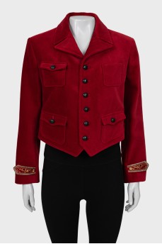 Velor jacket with buttons