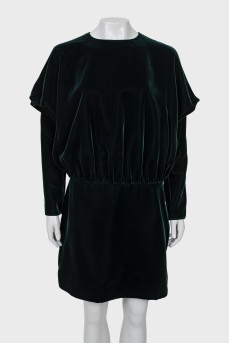 Velor dress with batwing sleeve