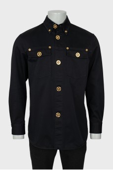 Men's denim shirt with gold buttons